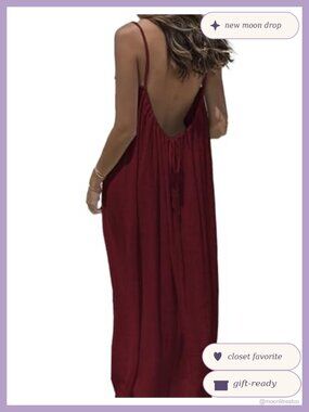 Women's Sleeveless Backless Cami Sundress Summer Vacation House Dress